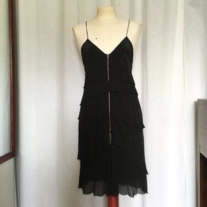 Aritzia Wilfred black tiered silk dress size 4